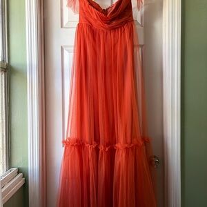 Elegant Orange Tulle Gown